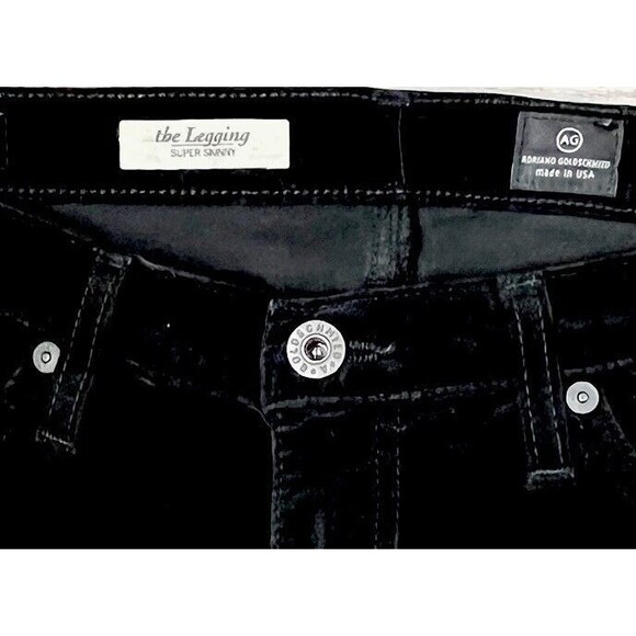 AG Velvet Jeans 30 Legging Black Skinny Stretch Pants USA Made Holiday Chic Luxe - Picture 5 of 7